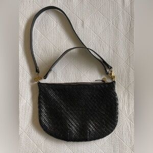 Clare V Moyen black woven messenger bag